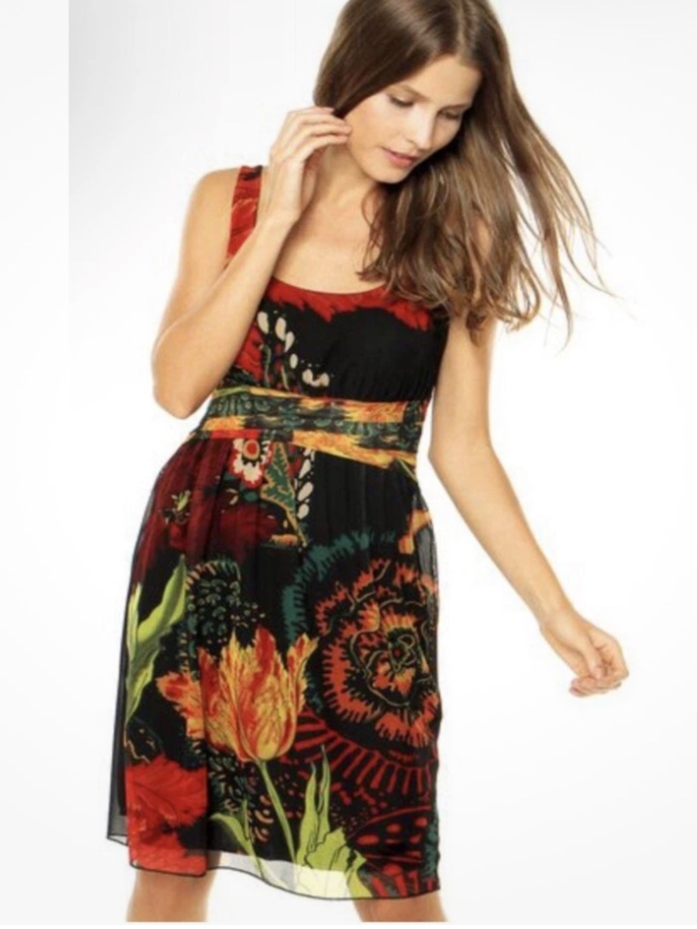 Desigual Christian Lacroix Gemma Sleeveless Floral Mini Dress, Size L